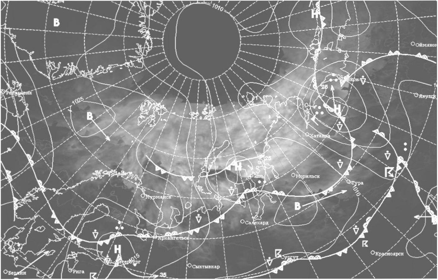Картографическая визуализация как метод изучения связи генезиса полей серебристых облаков c тропосферными явлениями