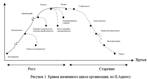 Кривая жизненного цикла организации, по И.Адизесу