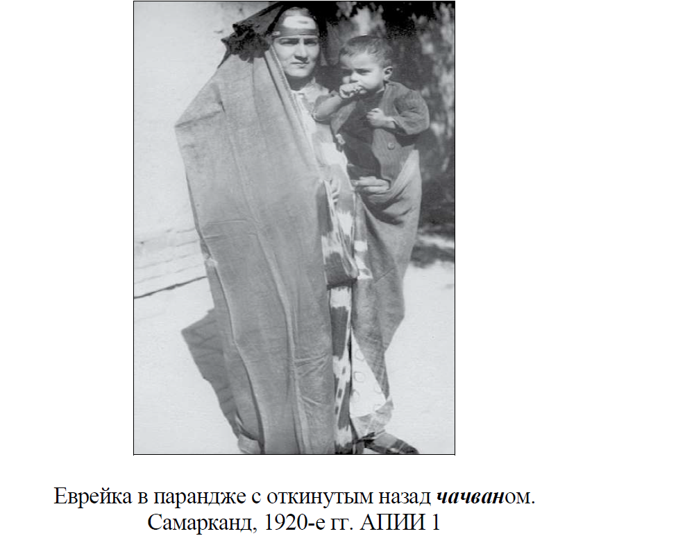 Еврейка в парандже с откинутым назад чачваном. Самарканд, 1920-е гг. АПИИ