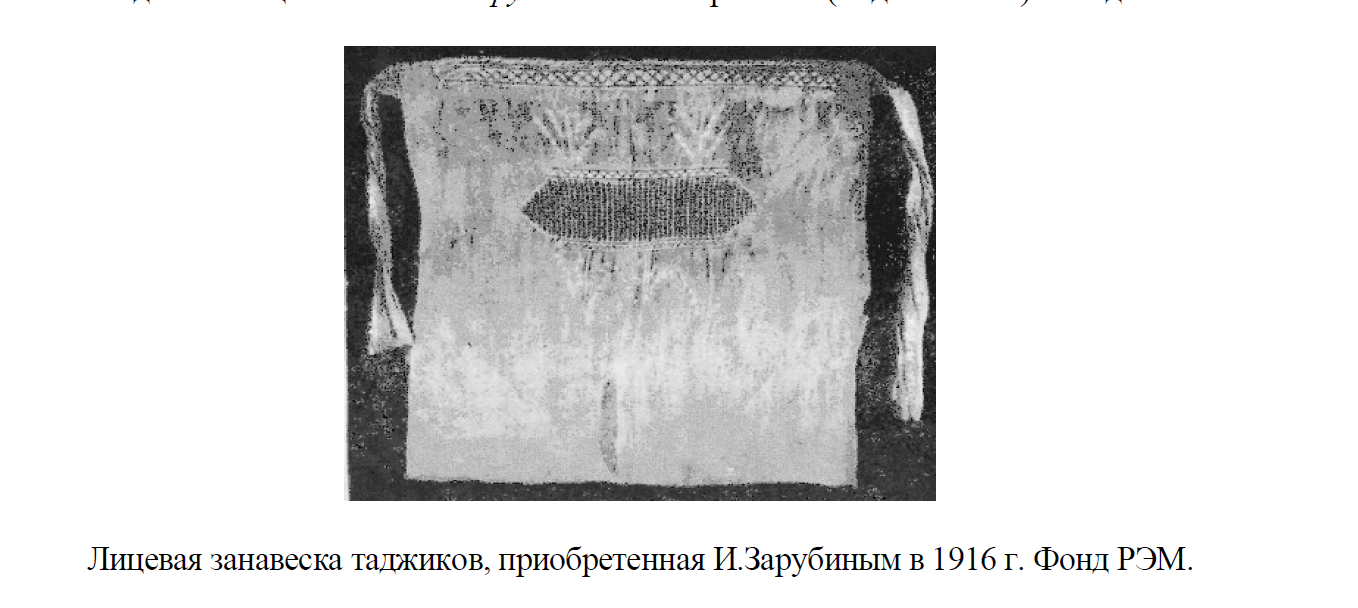 Лицевая занавеска таджиков, приобретенная И.Зарубиным в 1916 г. Фонд РЭМ. 